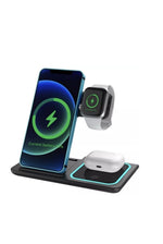 Suport pliabil incarcare wireless 3 in 1 pentru telefon, tip dock, telefon, ceas si casti