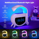 Lampa Smart A RGB, ceas cu alarma, difuzor Bluetooth si incarcator rapid wireless