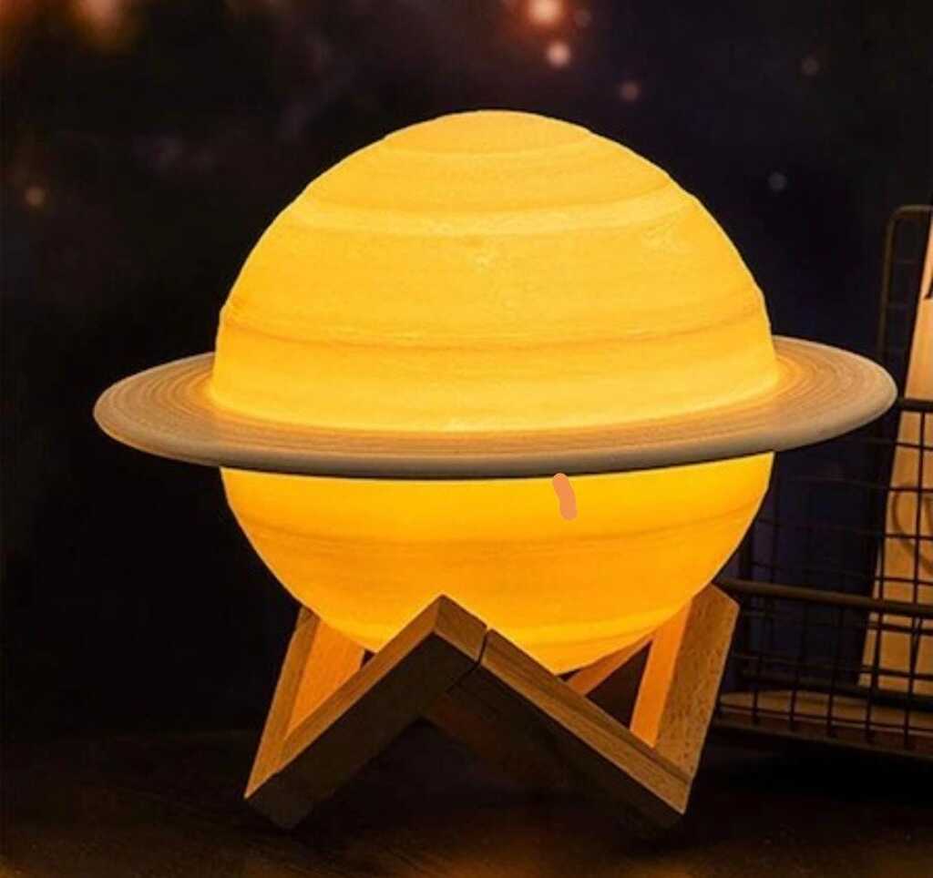 Lampa de veghe 3D Saturn Iluminare alb cald, alimentare pe baza de baterii