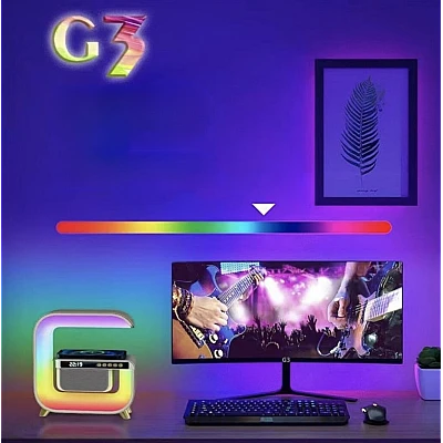 Boxa portabila Bluetooth G3 A+ 5 in 1 cu incarcare wireless, ceas digital si lumina LED RGB